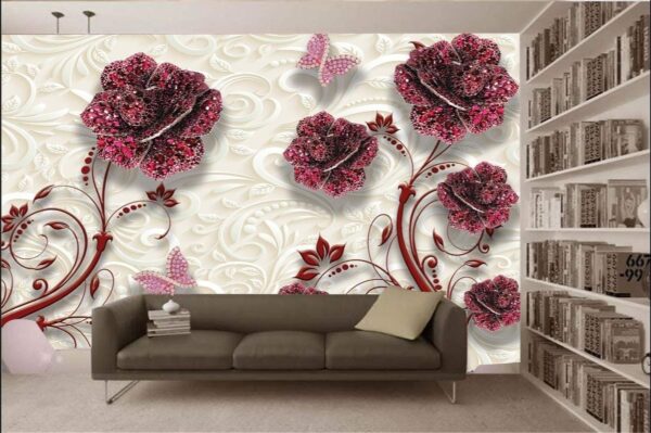 Metal Flower Look Imported Wallpaper Design